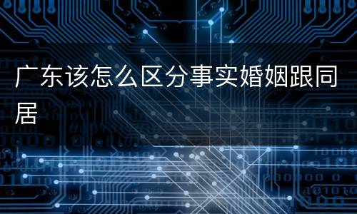 广东该怎么区分事实婚姻跟同居
