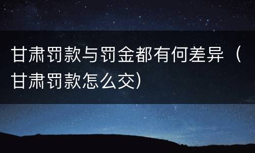 甘肃罚款与罚金都有何差异（甘肃罚款怎么交）