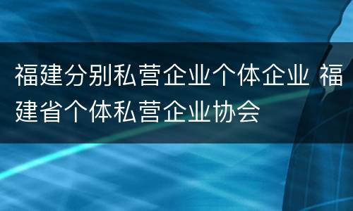 福建分别私营企业个体企业 福建省个体私营企业协会