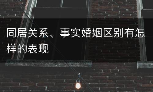 同居关系、事实婚姻区别有怎样的表现