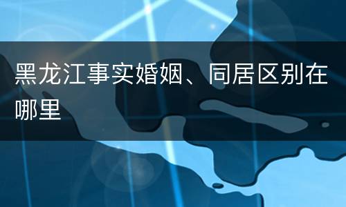 黑龙江事实婚姻、同居区别在哪里