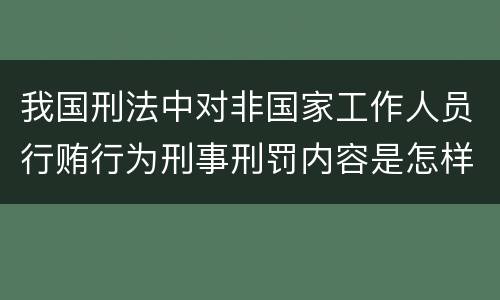 我国刑法中对非国家工作人员行贿行为刑事刑罚内容是怎样