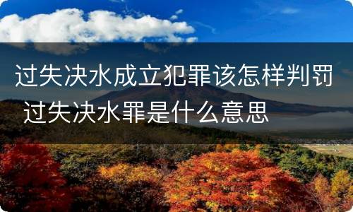 过失决水成立犯罪该怎样判罚 过失决水罪是什么意思