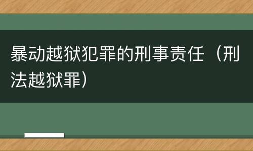 暴动越狱犯罪的刑事责任（刑法越狱罪）