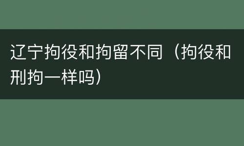 辽宁拘役和拘留不同（拘役和刑拘一样吗）
