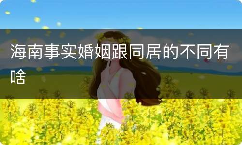 海南事实婚姻跟同居的不同有啥