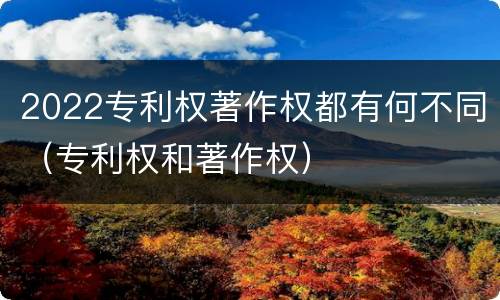 2022专利权著作权都有何不同（专利权和著作权）
