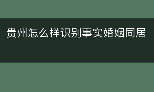 贵州怎么样识别事实婚姻同居