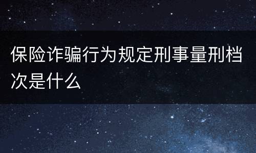 保险诈骗行为规定刑事量刑档次是什么