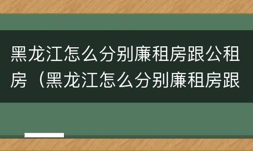 黑龙江怎么分别廉租房跟公租房（黑龙江怎么分别廉租房跟公租房呢）