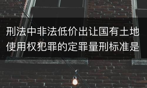 刑法中非法低价出让国有土地使用权犯罪的定罪量刑标准是怎样的