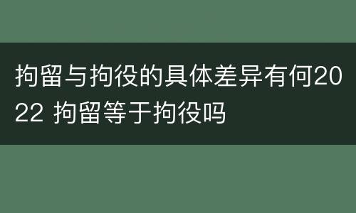 拘留与拘役的具体差异有何2022 拘留等于拘役吗