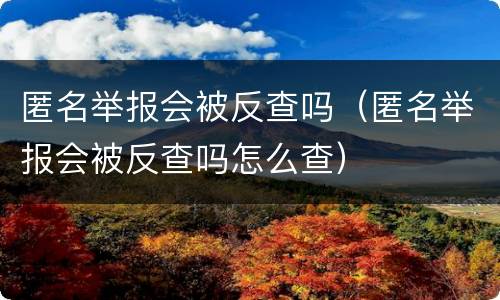 匿名举报会被反查吗（匿名举报会被反查吗怎么查）