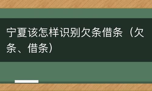 宁夏该怎样识别欠条借条（欠条、借条）