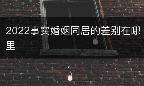 2022事实婚姻同居的差别在哪里