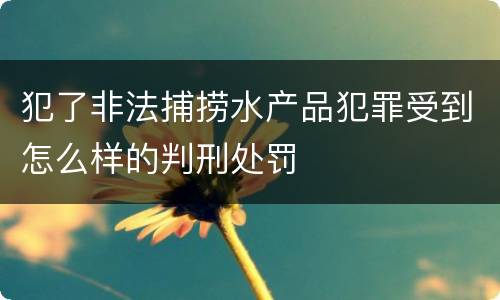 犯了非法捕捞水产品犯罪受到怎么样的判刑处罚
