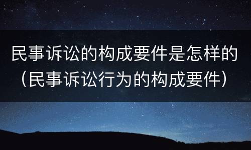 民事诉讼的构成要件是怎样的（民事诉讼行为的构成要件）