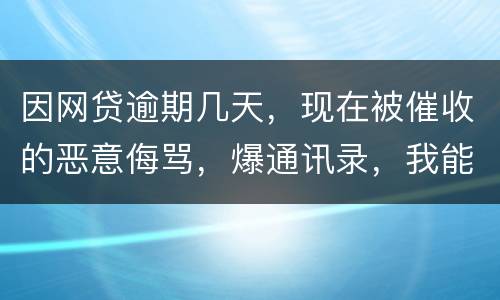 因网贷逾期几天，现在被催收的恶意侮骂，爆通讯录，我能起诉不