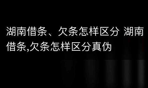 湖南借条、欠条怎样区分 湖南借条,欠条怎样区分真伪