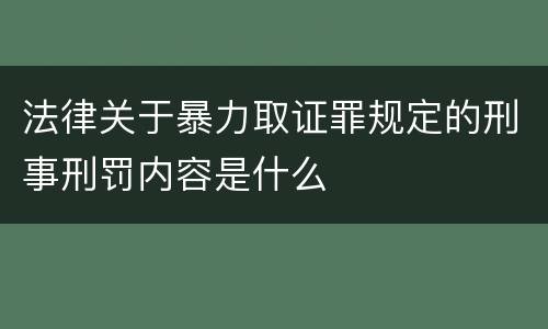 法律关于暴力取证罪规定的刑事刑罚内容是什么