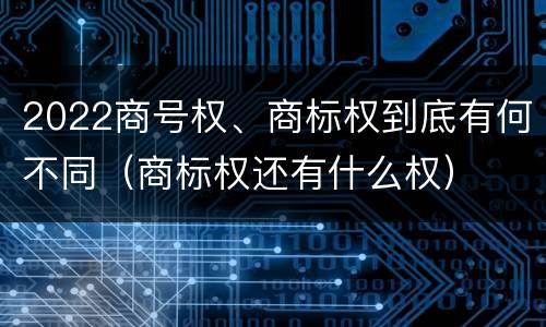 2022商号权、商标权到底有何不同（商标权还有什么权）