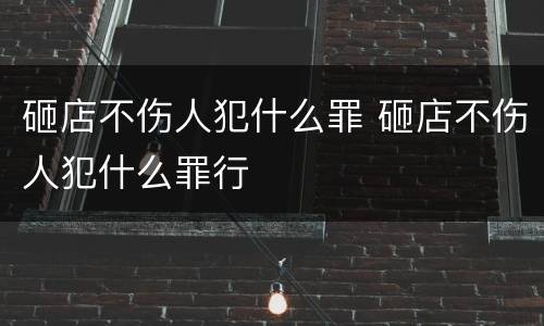 砸店不伤人犯什么罪 砸店不伤人犯什么罪行