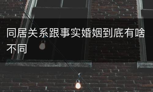 同居关系跟事实婚姻到底有啥不同