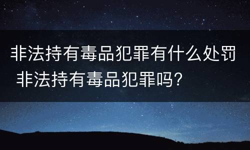 非法持有毒品犯罪有什么处罚 非法持有毒品犯罪吗?