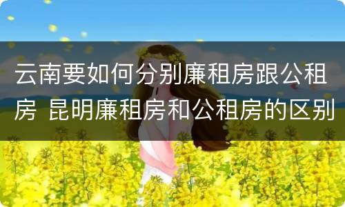 云南要如何分别廉租房跟公租房 昆明廉租房和公租房的区别