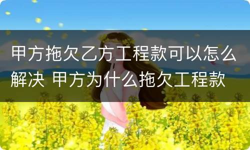 甲方拖欠乙方工程款可以怎么解决 甲方为什么拖欠工程款