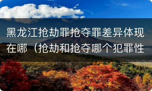 黑龙江抢劫罪抢夺罪差异体现在哪（抢劫和抢夺哪个犯罪性质严重）