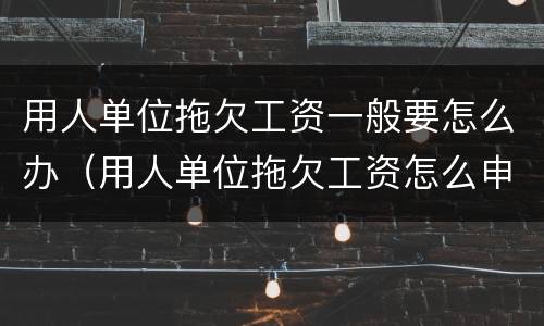 用人单位拖欠工资一般要怎么办（用人单位拖欠工资怎么申请劳动赔偿）