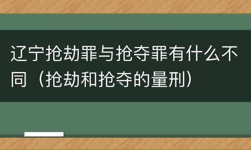 辽宁抢劫罪与抢夺罪有什么不同（抢劫和抢夺的量刑）