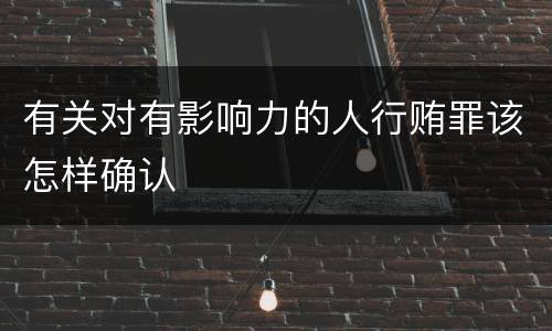 有关对有影响力的人行贿罪该怎样确认