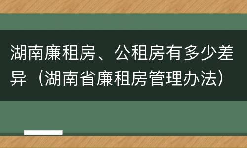 湖南廉租房、公租房有多少差异（湖南省廉租房管理办法）