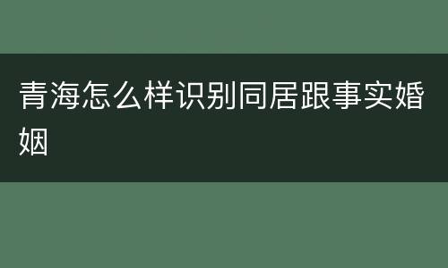 青海怎么样识别同居跟事实婚姻