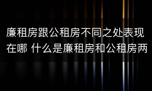 廉租房跟公租房不同之处表现在哪 什么是廉租房和公租房两个有什么特点