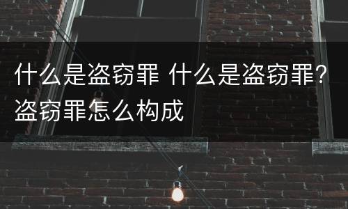 什么是盗窃罪 什么是盗窃罪?盗窃罪怎么构成