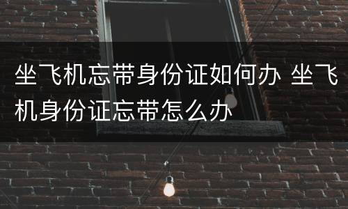 坐飞机忘带身份证如何办 坐飞机身份证忘带怎么办