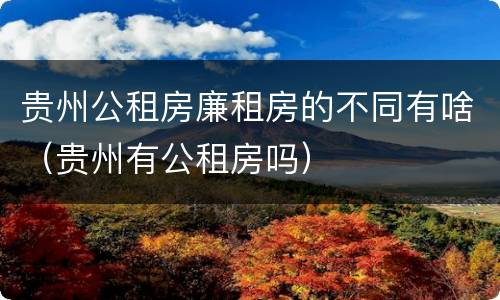 贵州公租房廉租房的不同有啥（贵州有公租房吗）