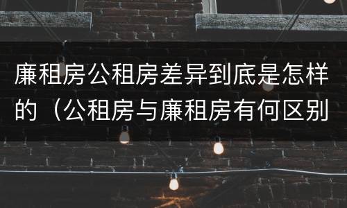 廉租房公租房差异到底是怎样的（公租房与廉租房有何区别）
