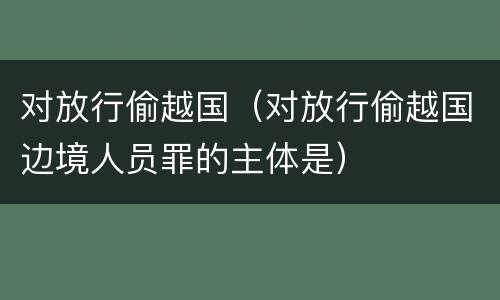 对放行偷越国（对放行偷越国边境人员罪的主体是）