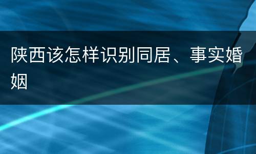 陕西该怎样识别同居、事实婚姻