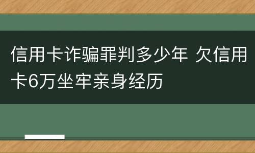 信用卡诈骗罪判多少年 欠信用卡6万坐牢亲身经历
