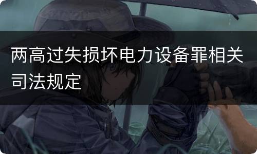 两高过失损坏电力设备罪相关司法规定