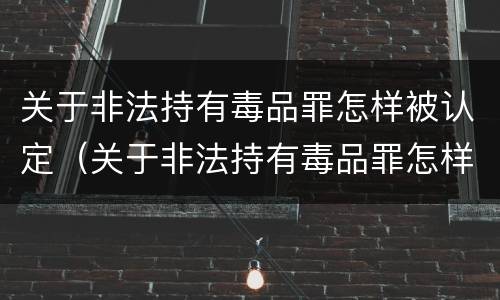 关于非法持有毒品罪怎样被认定（关于非法持有毒品罪怎样被认定的）