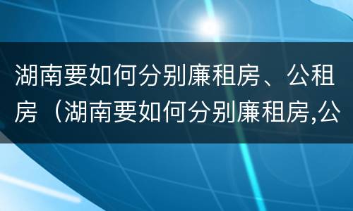 湖南要如何分别廉租房、公租房（湖南要如何分别廉租房,公租房和民宅）