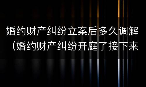 婚约财产纠纷立案后多久调解（婚约财产纠纷开庭了接下来怎么办）