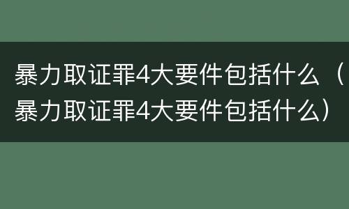 暴力取证罪4大要件包括什么（暴力取证罪4大要件包括什么）