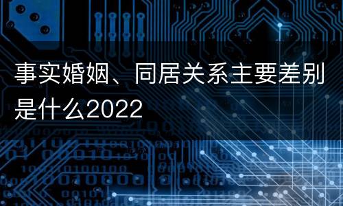 事实婚姻、同居关系主要差别是什么2022